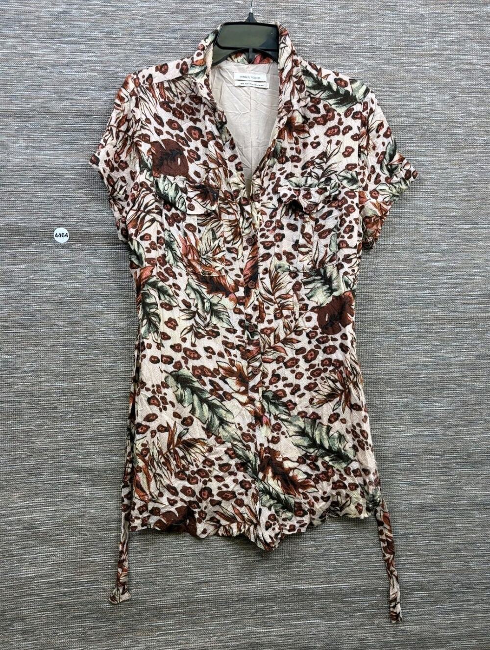 Urban Outfitters Jungle Leopard Print Short Sleeve Romper Womens Size M Brown